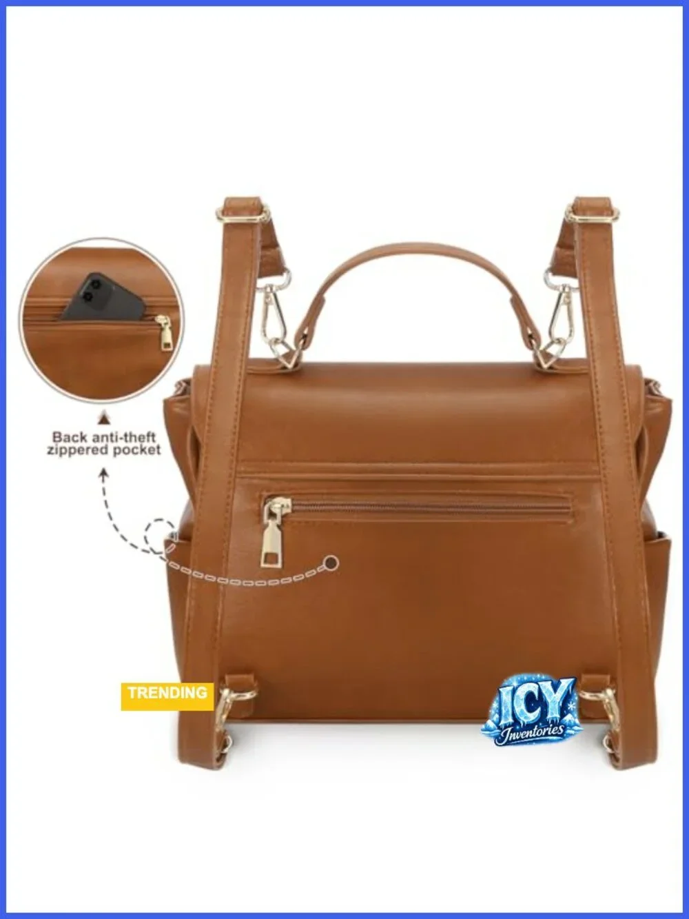 PU Leather Mini Backpack Purse for Women Waterproof Travel Daypack with